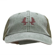 Moose Antlers Embroidered Washed Trucker Cap