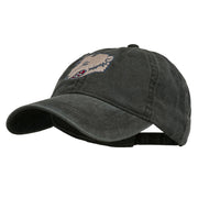 Bear Mascot Embroidered Washed Cap