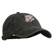 Bear Mascot Embroidered Washed Cap