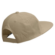 Pirate Skull Vessel Logo Embroidered Unconstructed high profile Cotton Flat Bill Cap - Khaki OSFM