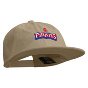 Pirate Skull Vessel Logo Embroidered Unconstructed high profile Cotton Flat Bill Cap - Khaki OSFM