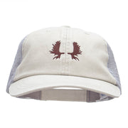 Moose Antlers Embroidered Washed Trucker Cap