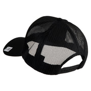 USMC Design Embroidered Solid Cotton Twill Mesh Prostyle Cap - Black OSFM