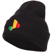 Mali Flag Map Embroidered Long Beanie