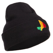 Mali Flag Map Embroidered Long Beanie