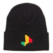 Mali Flag Map Embroidered Long Beanie