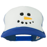 Snowman Face Embroidered Foam Mesh Cap