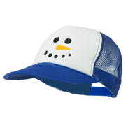 Snowman Face Embroidered Foam Mesh Cap