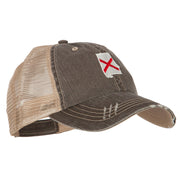 Alabama State Flag Map Embroidered Low Profile Cotton Mesh Cap