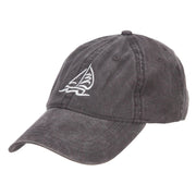 Sailboat and Wave Embroidered Pigment Dyed Cap