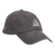 Sailboat and Wave Embroidered Pigment Dyed Cap