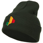 Mali Flag Map Embroidered Long Beanie