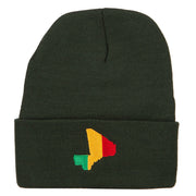 Mali Flag Map Embroidered Long Beanie