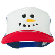 Snowman Face Embroidered Foam Mesh Cap