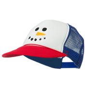 Snowman Face Embroidered Foam Mesh Cap