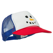 Snowman Face Embroidered Foam Mesh Cap