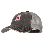 Alabama State Flag Map Embroidered Low Profile Cotton Mesh Cap