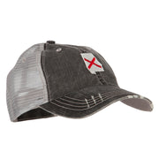 Alabama State Flag Map Embroidered Low Profile Cotton Mesh Cap