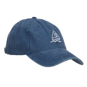 Sailboat and Wave Embroidered Pigment Dyed Cap