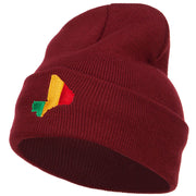 Mali Flag Map Embroidered Long Beanie