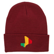 Mali Flag Map Embroidered Long Beanie