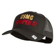 USMC Semper Fi Embroidered Solid Cotton Twill Mesh Prostyle Cap - Charcoal OSFM