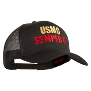 USMC Semper Fi Embroidered Solid Cotton Twill Mesh Prostyle Cap - Charcoal OSFM