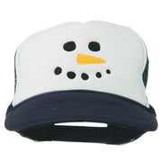 Snowman Face Embroidered Foam Mesh Cap