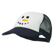 Snowman Face Embroidered Foam Mesh Cap