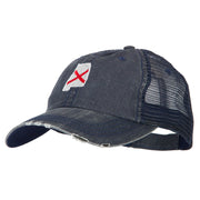 Alabama State Flag Map Embroidered Low Profile Cotton Mesh Cap