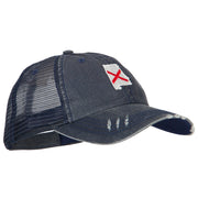 Alabama State Flag Map Embroidered Low Profile Cotton Mesh Cap