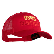 USMC Semper Fi Embroidered Solid Cotton Twill Mesh Prostyle Cap - Red OSFM