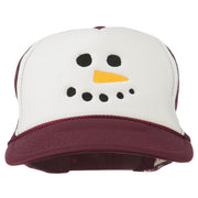 Snowman Face Embroidered Foam Mesh Cap