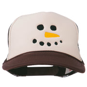 Snowman Face Embroidered Foam Mesh Cap