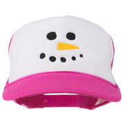 Snowman Face Embroidered Foam Mesh Cap