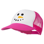 Snowman Face Embroidered Foam Mesh Cap