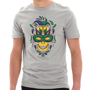 Madi Gras Festive Skull Graphic Design Unisex Lane Seven Ring Spun Combed Cotton Short Sleeve Deluxe Jersey T-Shirt