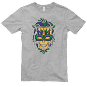 Madi Gras Festive Skull Graphic Design Unisex Lane Seven Ring Spun Combed Cotton Short Sleeve Deluxe Jersey T-Shirt