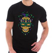 Madi Gras Festive Skull Graphic Design Unisex Lane Seven Ring Spun Combed Cotton Short Sleeve Deluxe Jersey T-Shirt