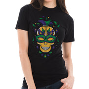 Madi Gras Festive Skull Graphic Design Unisex Lane Seven Ring Spun Combed Cotton Short Sleeve Deluxe Jersey T-Shirt