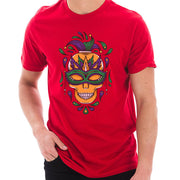 Madi Gras Festive Skull Graphic Design Unisex Lane Seven Ring Spun Combed Cotton Short Sleeve Deluxe Jersey T-Shirt