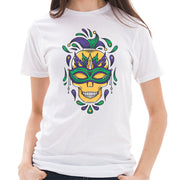 Madi Gras Festive Skull Graphic Design Unisex Lane Seven Ring Spun Combed Cotton Short Sleeve Deluxe Jersey T-Shirt