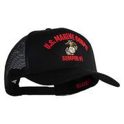 US Marine Corps Semper Fi Embroidered Solid Cotton Twill Mesh Prostyle Cap - Black OSFM