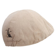 Sail Boat Icon Embroidered Suede Duck Bill Ivy Hat - Tan OSFM