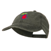 Michigan State Map Embroidered Washed Cotton Cap