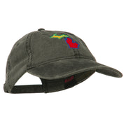 Michigan State Map Embroidered Washed Cotton Cap