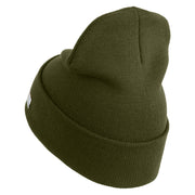 Veterinary Corps Logo Embroidered 12 Inch Solid Knit Cuff Long Beanie Made in USA - Olive OSFM