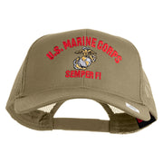 US Marine Corps Semper Fi Embroidered Solid Cotton Twill Mesh Prostyle Cap - Khaki OSFM
