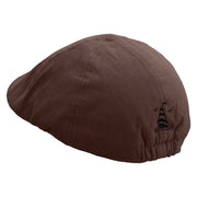 Sail Boat Icon Embroidered Suede Duck Bill Ivy Hat - Brown OSFM
