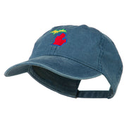 Michigan State Map Embroidered Washed Cotton Cap